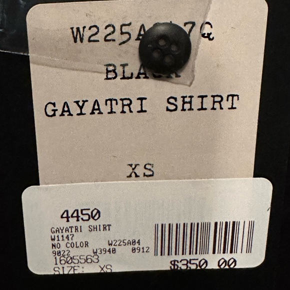 NWT; Rag and Bone Black GAYATRI SHIRT/XS/Button Down; Perfect condition - Picture 3 of 13